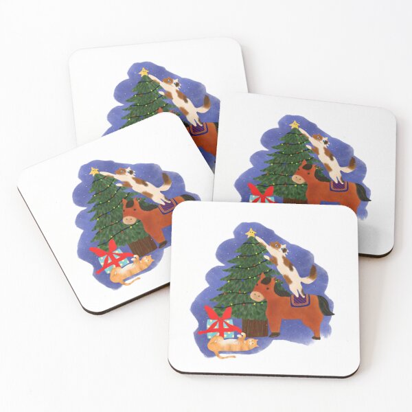 Item preview, Meowrry Christmas — Cat & Horse Holiday Tree Decorating Art designed and sold by Adorebybeccaw.