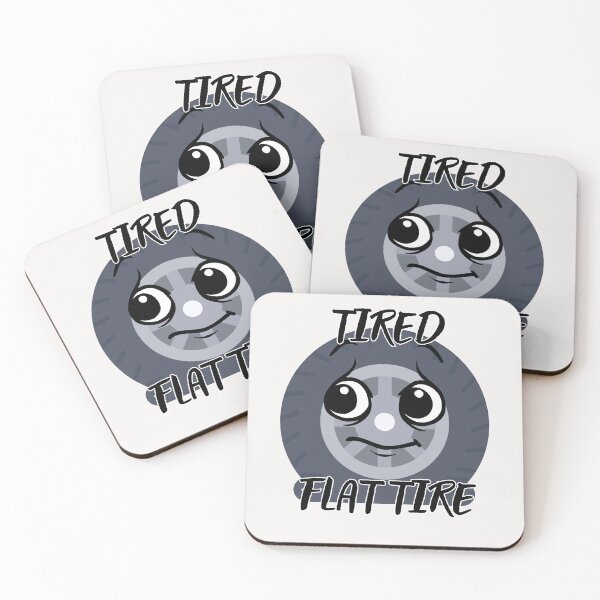 Item preview, Tired Flat Tire | Funny Kawaii Tire Illustration for Cyclists designed and sold by Lunaria Arts.
