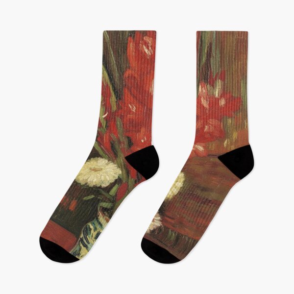 Aperçu de l'œuvre Vase Van Gogh avec glaïeuls rouges créée et vendue par Vicky Brago-Mitchell®.
