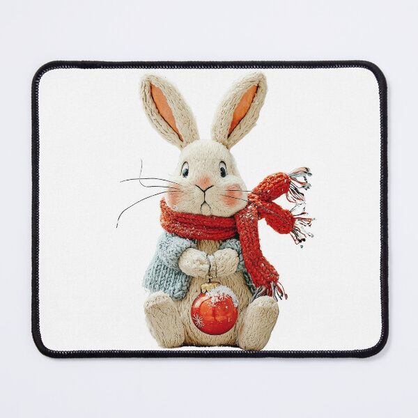 Item preview, Cozy Winter Bunny with Christmas Ornament | Whimsical Snowy Holiday Art designed and sold by olenadykun.ai.