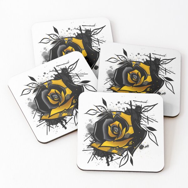 Item preview, Gold and Black splatter Abstract Rose designed and sold by Ink-Art-Co.