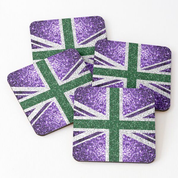 Artikelvorschau, Britische Flagge, lila, grün, silber, Glitzerimitat, Union Jack (Foto von Glitzer - nicht reflektierend) entworfen und verkauft von PLdesign.