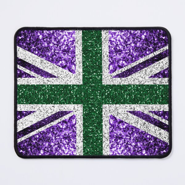 Item preview, UK flag purple green silver faux sparkles glitters United Kingdom British Union Jack (Photo of Glitter - Not Reflective) designed and sold by PLdesign.