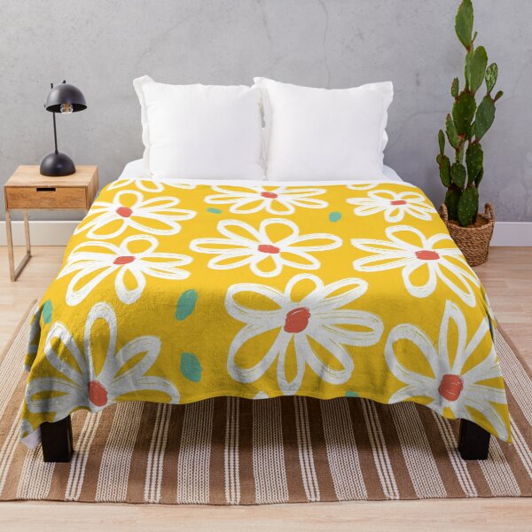 Item preview, Lovely White Flowers Floral Pattern on Yellow designed and sold by Petra Lang.