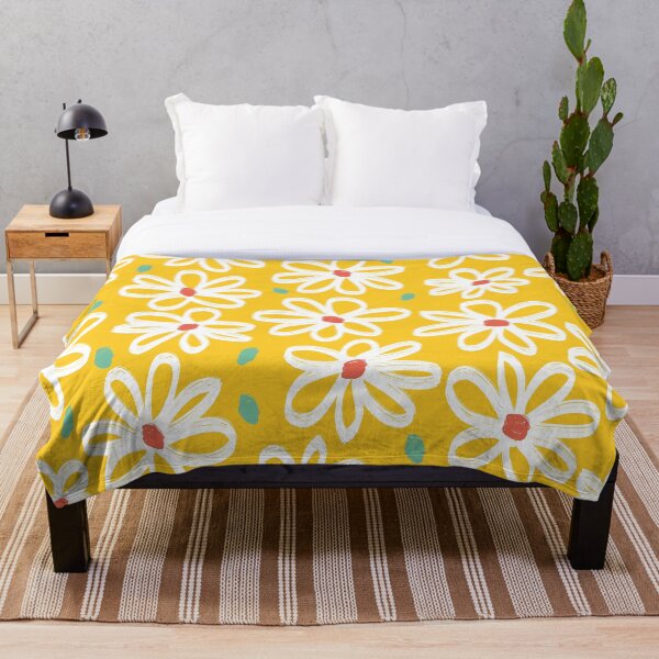 Item preview, Lovely White Flowers Floral Pattern on Yellow designed and sold by Petra Lang.