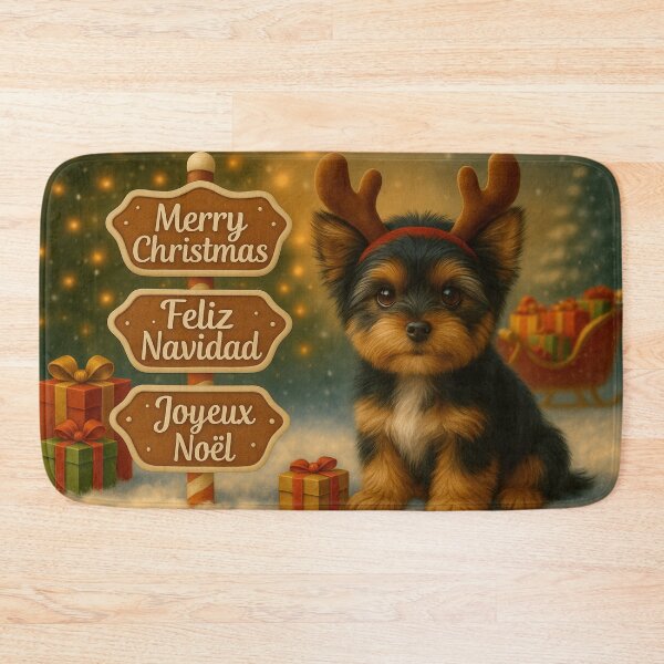 Item preview, Yorkie Christmas Reindeer Puppy Winter Art designed and sold by GivingJoy.
