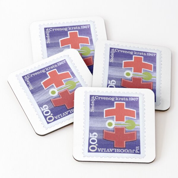 Item preview, Yugoslavia Red Crosses On Blue Vintage Postage Stamp designed and sold by red-amber65.