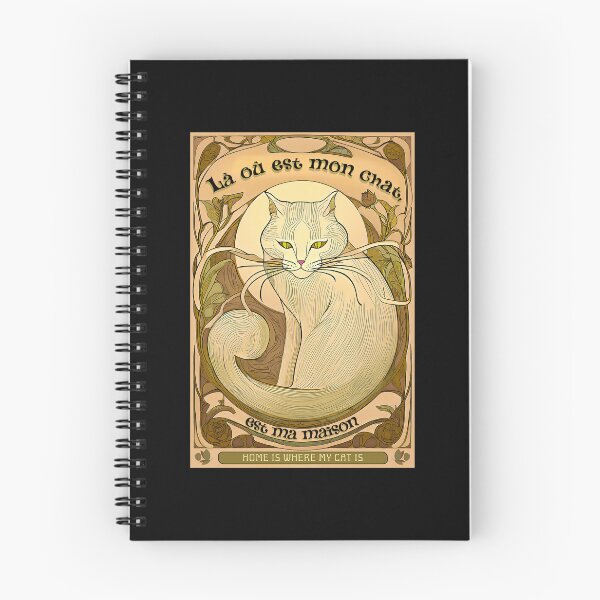 Item preview, Là où est mon chat, est ma maison — Home is where my cat is (Art Nouveau Feline) designed and sold by FrancophileFun.