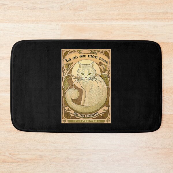 Item preview, Là où est mon chat, est ma maison — Home is where my cat is (Art Nouveau Feline) designed and sold by FrancophileFun.