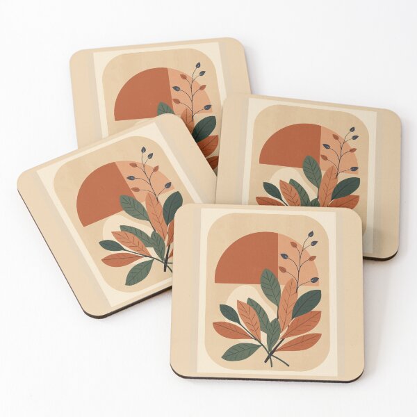 Item preview, Mid-Century Botanical Triptych | Terracotta & Green Abstract Leaf Art Set - MIDDLE designed and sold by AM-little-shop.