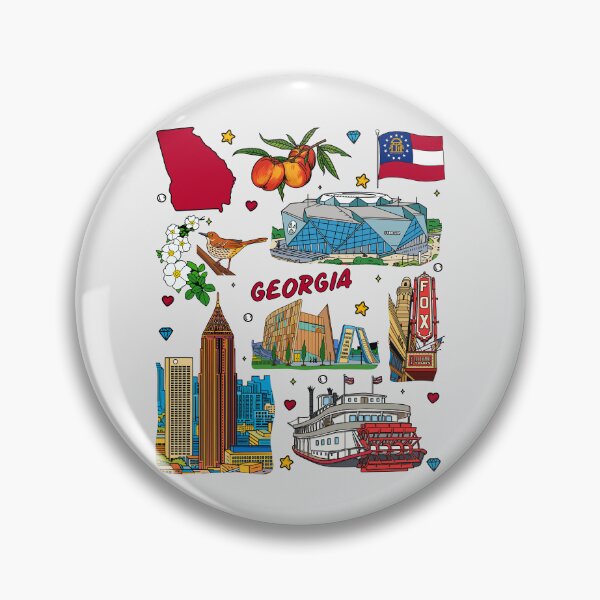 Item preview, Vibrant Georgia Icons, Peach State Pride T-Shirt Design designed and sold by mashmosh.