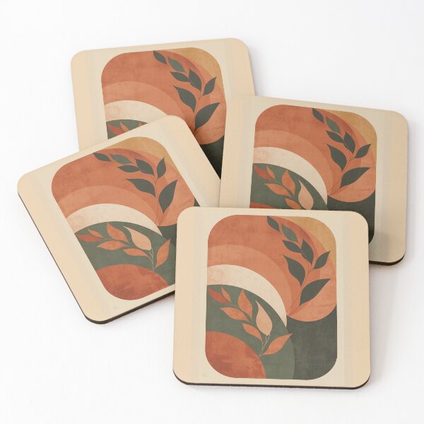 Item preview, Mid-Century Botanical Triptych | Terracotta & Green Abstract Leaf Art Set - RIGHT designed and sold by AM-little-shop.