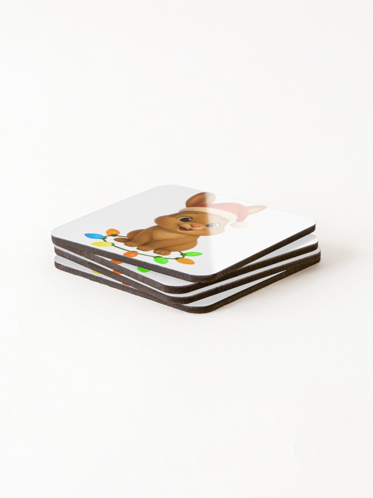 Thumbnail 4 of 5, Coasters (Set of 4), Christmas Rabbit designed and sold by Sillytoe.