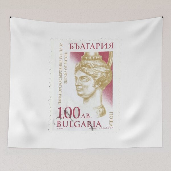 Item preview, Bulgaria Peace Gold and Red Vintage Postage Stamp designed and sold by red-amber65.