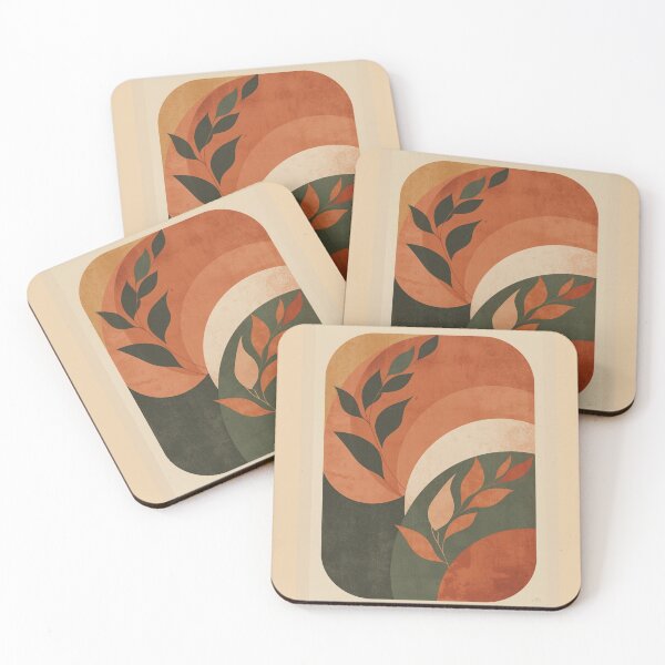 Item preview, Mid-Century Botanical Triptych | Terracotta & Green Abstract Leaf Art Set -LEFT designed and sold by AM-little-shop.