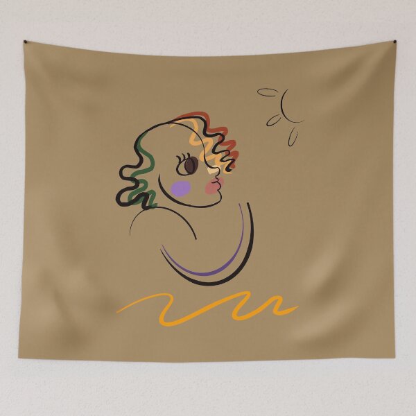 Item preview, Picasso Inspired Line Art Woman Looking Towards Sun | Sun Gazer Abstract Bold Colors  designed and sold by Artonmytee.