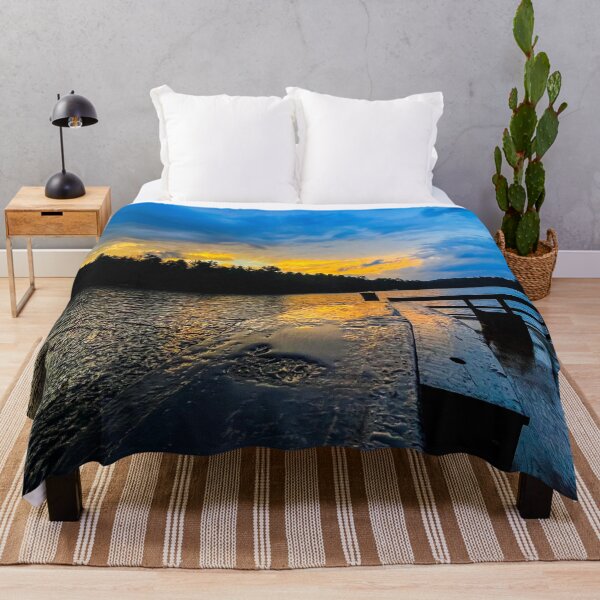Item preview, Storm Light Over the Lake Dock – Moody Sunset Landscape Photography designed and sold by aadventures.