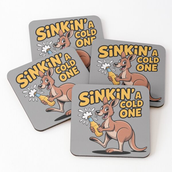 Item preview, Sinkin’ a Cold One: Funny Kangaroo Animal Drinking T-Shirt designed and sold by Grang Art Artistic Designs.