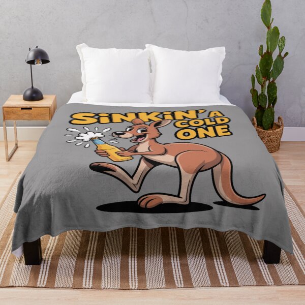 Item preview, Sinkin’ a Cold One: Funny Kangaroo Animal Drinking T-Shirt designed and sold by Grang Art Artistic Designs.