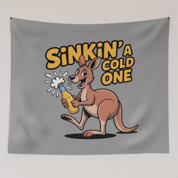 Item preview, Sinkin’ a Cold One: Funny Kangaroo Animal Drinking T-Shirt designed and sold by Grang Art Artistic Designs.