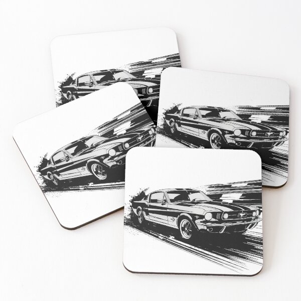 Item preview, FORD MUSTANG Classic Muscle Car in Black & White designed and sold by ClassicMotion.