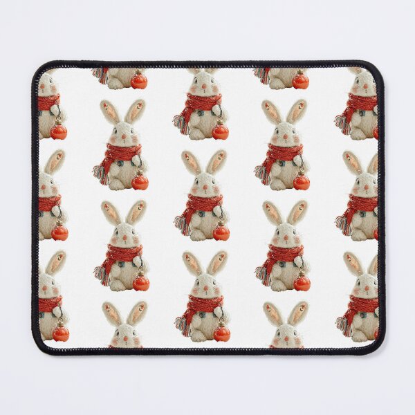 Item preview, Cozy Winter Bunny with Snowy Christmas Ornament | Whimsical Holiday Art designed and sold by olenadykun.ai.