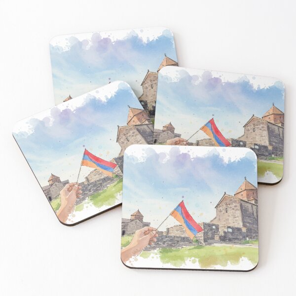 Item preview, Sevanavank Monastery With Armenian Flag | Lake Sevan Armenia Heritage Art designed and sold by NareArt.