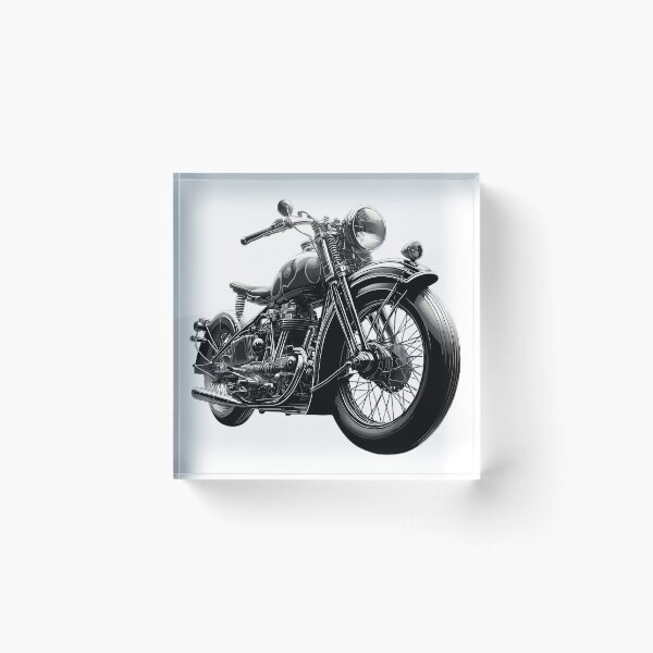 Item preview, Vintage Classic Motorcycle Black White Illustration designed and sold by DrawDrip.