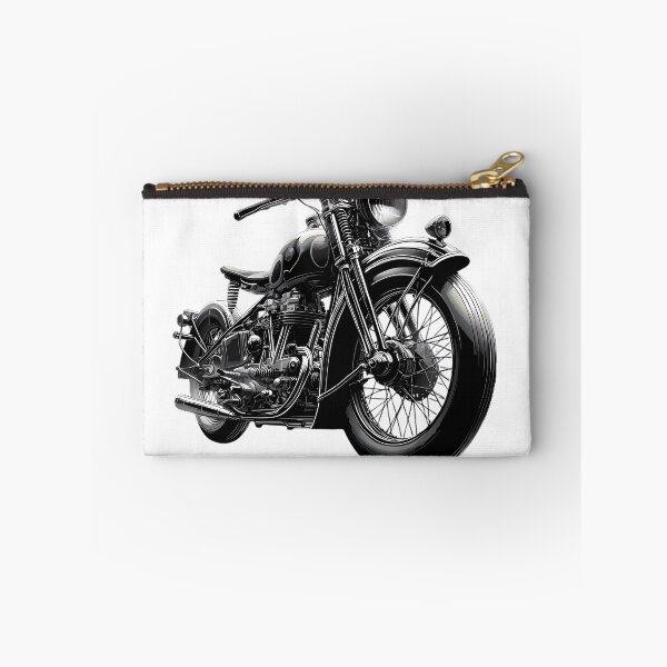 Artikelvorschau, Vintage-Motorrad-Illustration in Schwarz-Weiß entworfen und verkauft von DrawDrip.