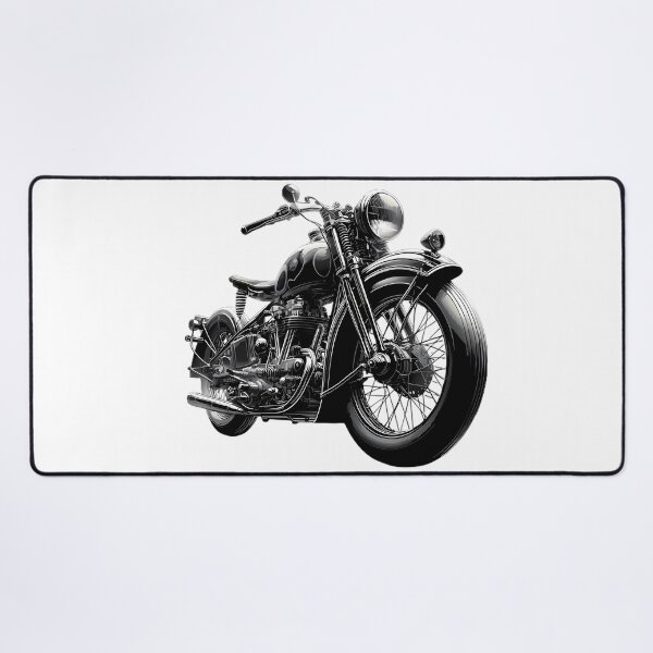 Item preview, Ilustración en blanco y negro de una motocicleta clásica vintage designed and sold by DrawDrip.