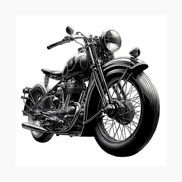Item preview, Vintage Classic Motorcycle Black White Illustration designed and sold by DrawDrip.