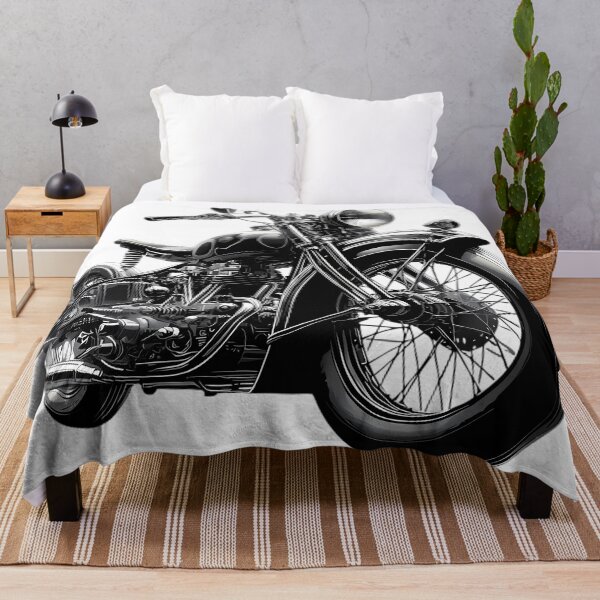 Item preview, Vintage Classic Motorcycle Black White Illustration designed and sold by DrawDrip.