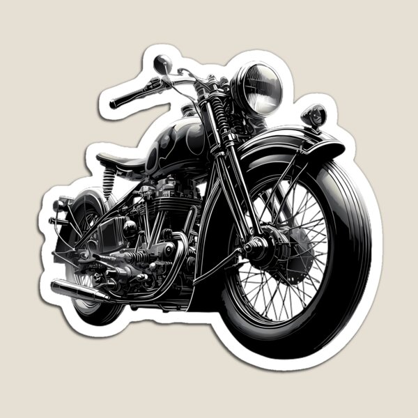 Item preview, Ilustración en blanco y negro de una motocicleta clásica vintage designed and sold by DrawDrip.