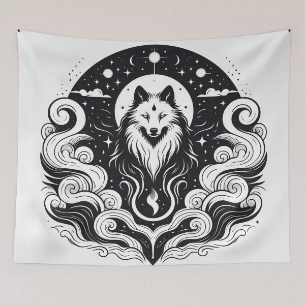 Item preview, Celestial Spirit Wolf Mystic Moon Art designed and sold by BigBlueArt.