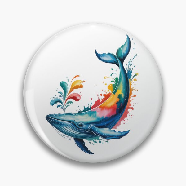 Item preview, Rainbow whale in explosion of color – vibrant marine art designed and sold by FusiTink.