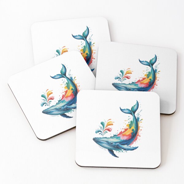 Item preview, Rainbow whale in explosion of color – vibrant marine art designed and sold by FusiTink.