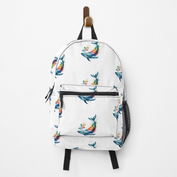 Item preview, Rainbow whale in explosion of color – vibrant marine art designed and sold by FusiTink.