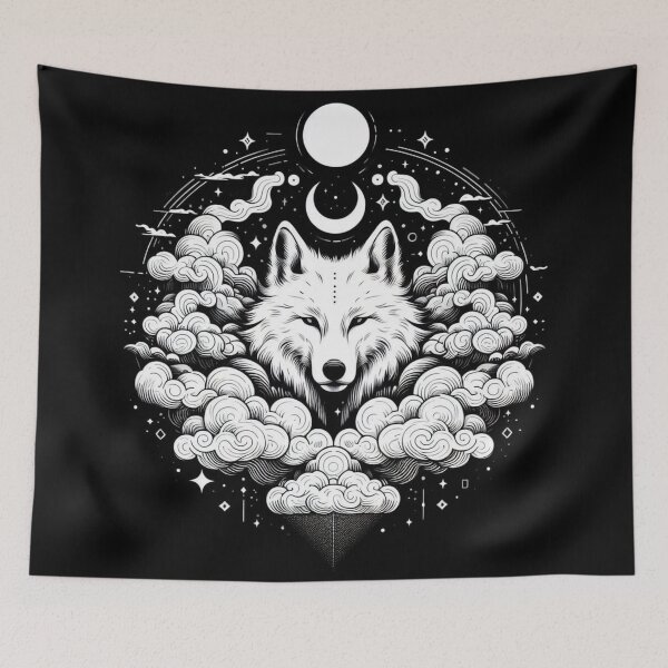 Item preview, Lunar Wolf Moon Phases Celestial Art designed and sold by BigBlueArt.