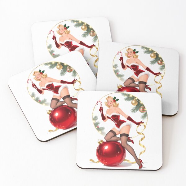 Item preview, Retro Christmas Pinup Girl on Ornament – Vintage Holiday Cheesecake Art designed and sold by Lightning-Lace.