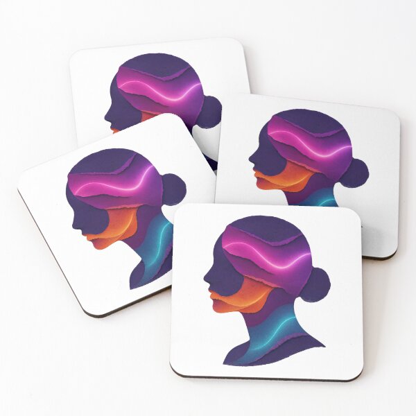 Item preview, Neon Layered Woman Silhouette – Abstract Futuristic Portrait designed and sold by Creative88Art.