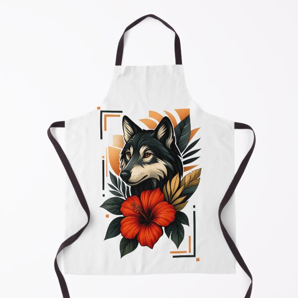 Item preview, Wolf with Hibiscus – Mystical Tropical Wildlife Illustration designed and sold by SVALANART.