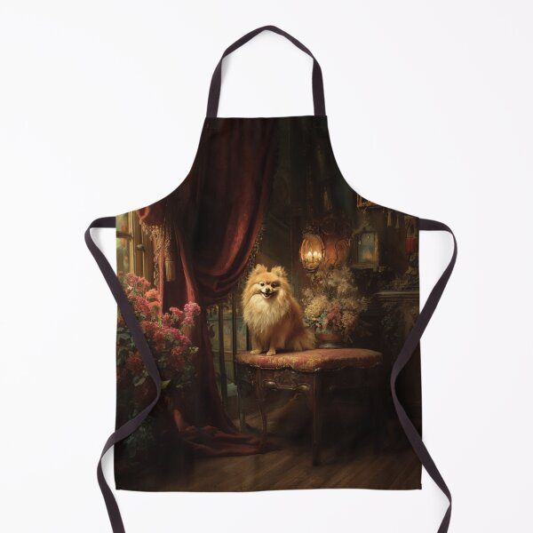 Item preview, A fluffy Pomeranian perched proudly in a Victorian-style interior, Dogs in Motion designed and sold by CDC40.