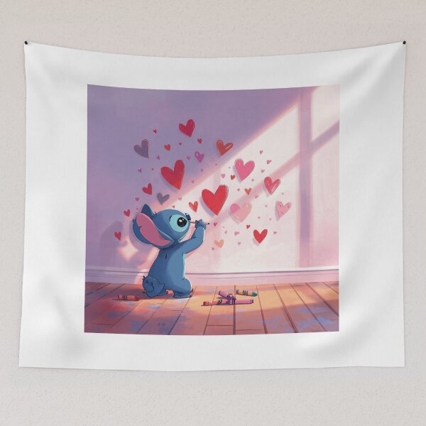 Item preview, Stitch Dibujando Corazones – Ilustración Cute designed and sold by Dream Magic Co.