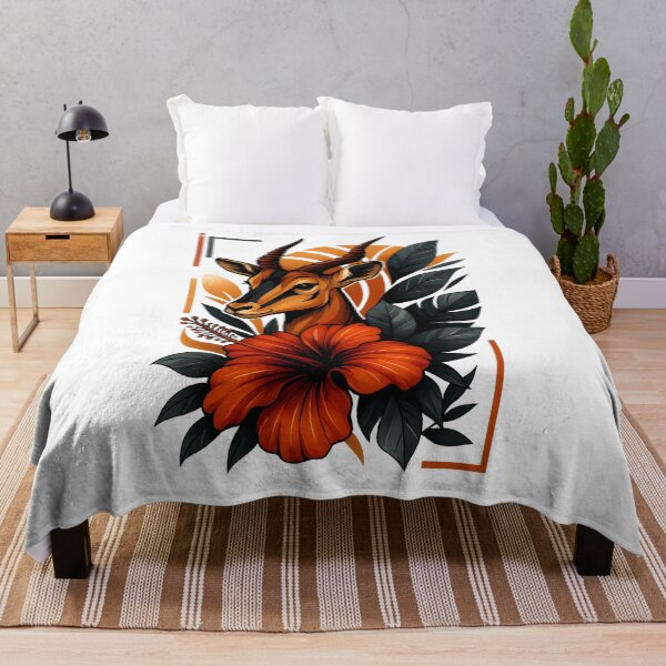 Item preview, Antelope with Hibiscus – Tropical Modern Wildlife Illustration designed and sold by SVALANART.