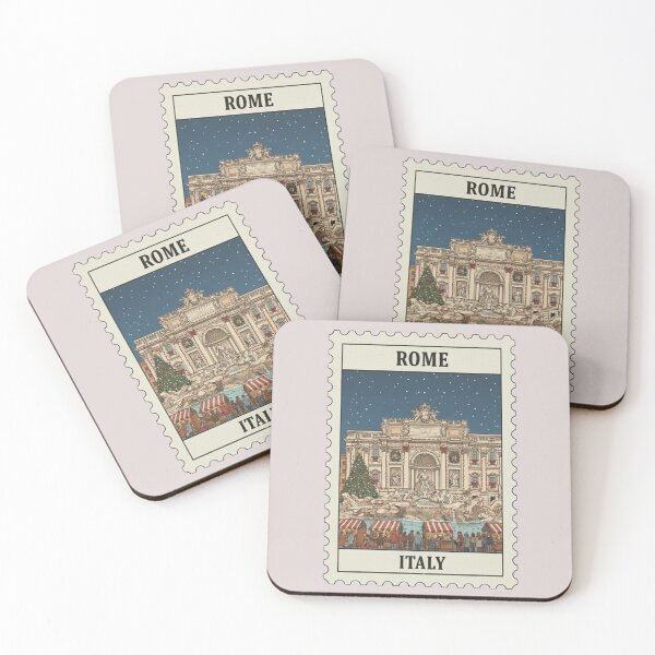 Item preview, Vintage rome italy trevi fountain christmas stamp designed and sold by allaboutstamps.