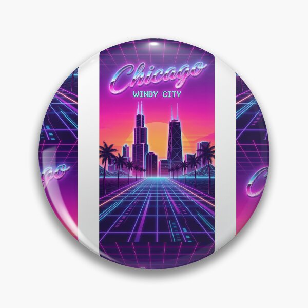 Item preview, Chicago Skyline Retrowave - 80s Neon Synthwave Aesthetic designed and sold by Digital Dreams Arts.
