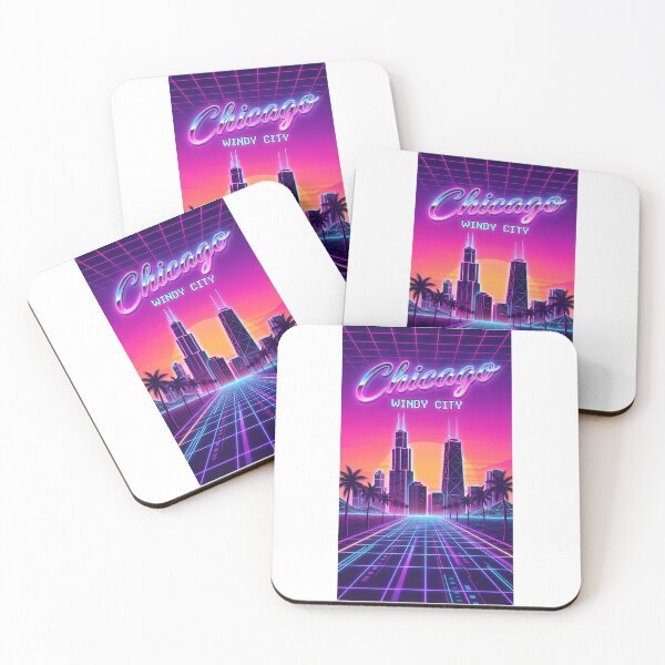 Item preview, Chicago Skyline Retrowave - 80s Neon Synthwave Aesthetic designed and sold by Digital Dreams Arts.