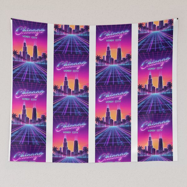 Item preview, Chicago Skyline Retrowave - 80s Neon Synthwave Aesthetic designed and sold by Digital Dreams Arts.