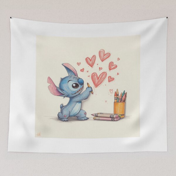 Item preview, Stitch Dibujos con Crayones – Arte Kawaii de Corazones designed and sold by Dream Magic Co.