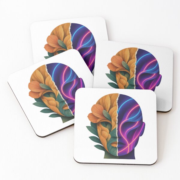 Item preview, Dual Nature & Neon Face – Split Botanical Portrait Art designed and sold by Creative88Art.